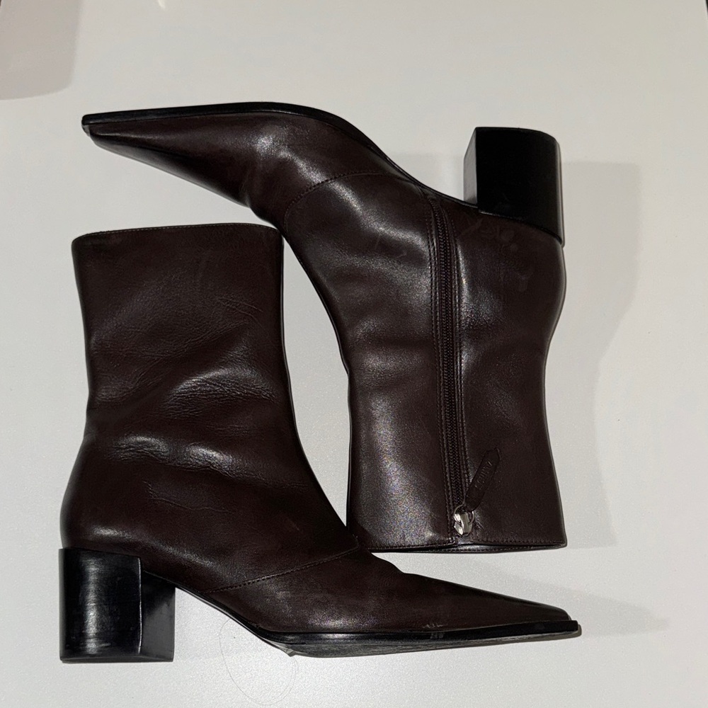 SCHUTZ Sleek Dark Brown Ankle Boots